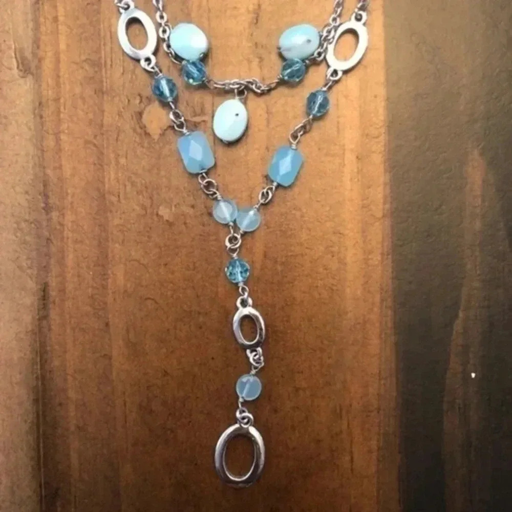 3 Piece Bundle Blue Necklace Statement Earrings P… - image 7